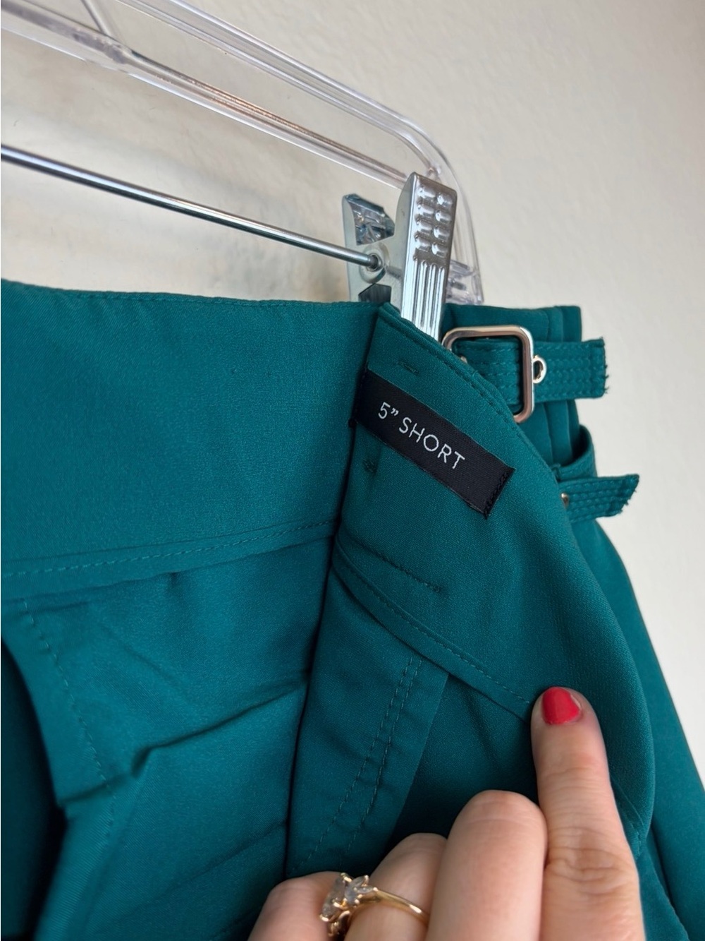 White House Black Market Emerald Green High Rise Double Buckle Tailored Shorts - Picture 7 of 7